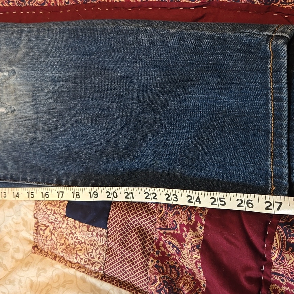 Judy Blue Distressed Blue Jeans with Red Details 3xl - Picture 7 of 8